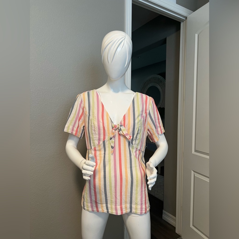 Striped Tie-Front Top